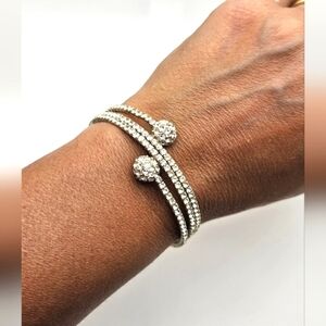 🟢3/$19🟢 Silver Wrap Rhinestone Bracelet Disco Ball Ends
